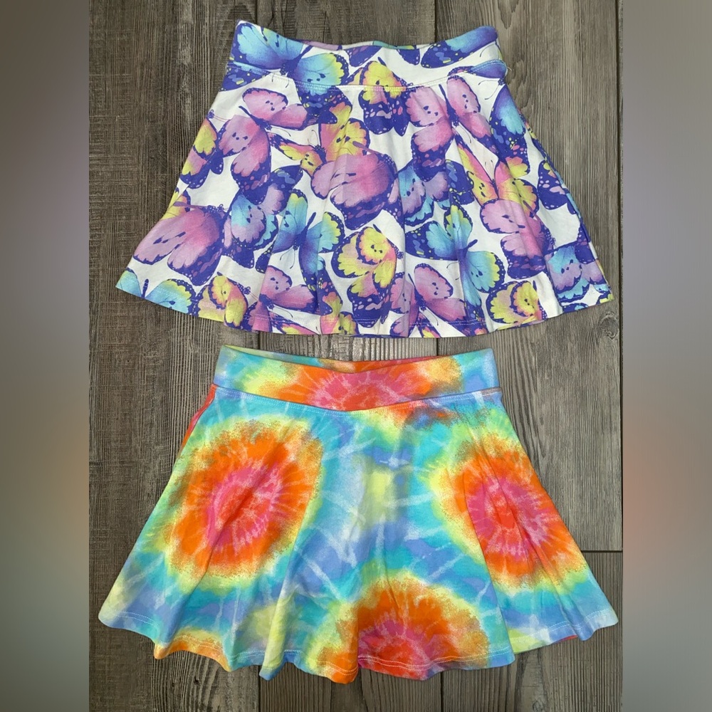 The Children’s Place Pink Butterfly Tie Dye Rainbow Skort Skirt Bundle Lot 7 8